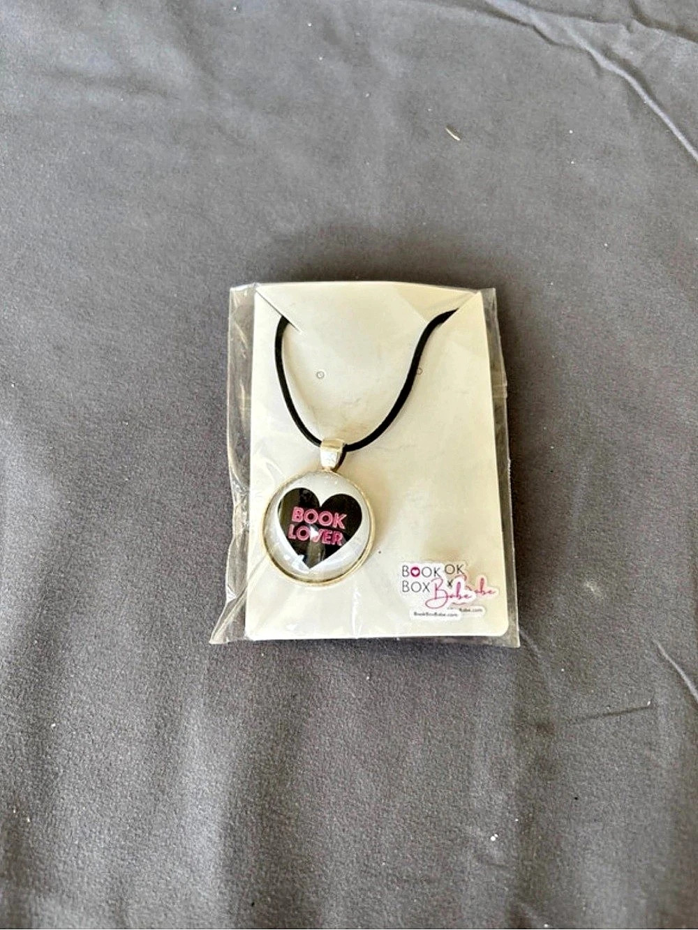 Book Lover Pendant Necklace Black & Pink NWT